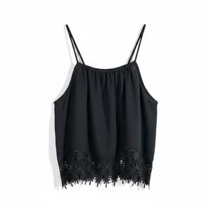 Staring at Stars Urban Outfitters Lace Trim Sheer Crop Top Black S USA Boho Chic